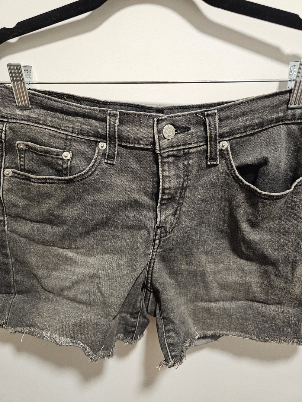 Levi's Gray Frayed Hem Denim Shorts